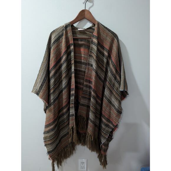 Free People Fringe Striped Sweater Wrap - Picture 3 of 6